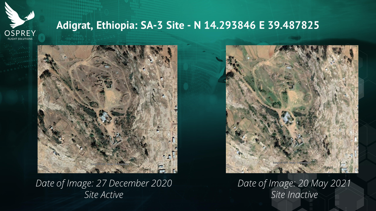 Satellite images showing surface-to-air missile (SAM) site in Adigrat, Ethiopia, taken on 27 December 2020 and 20 May 2021