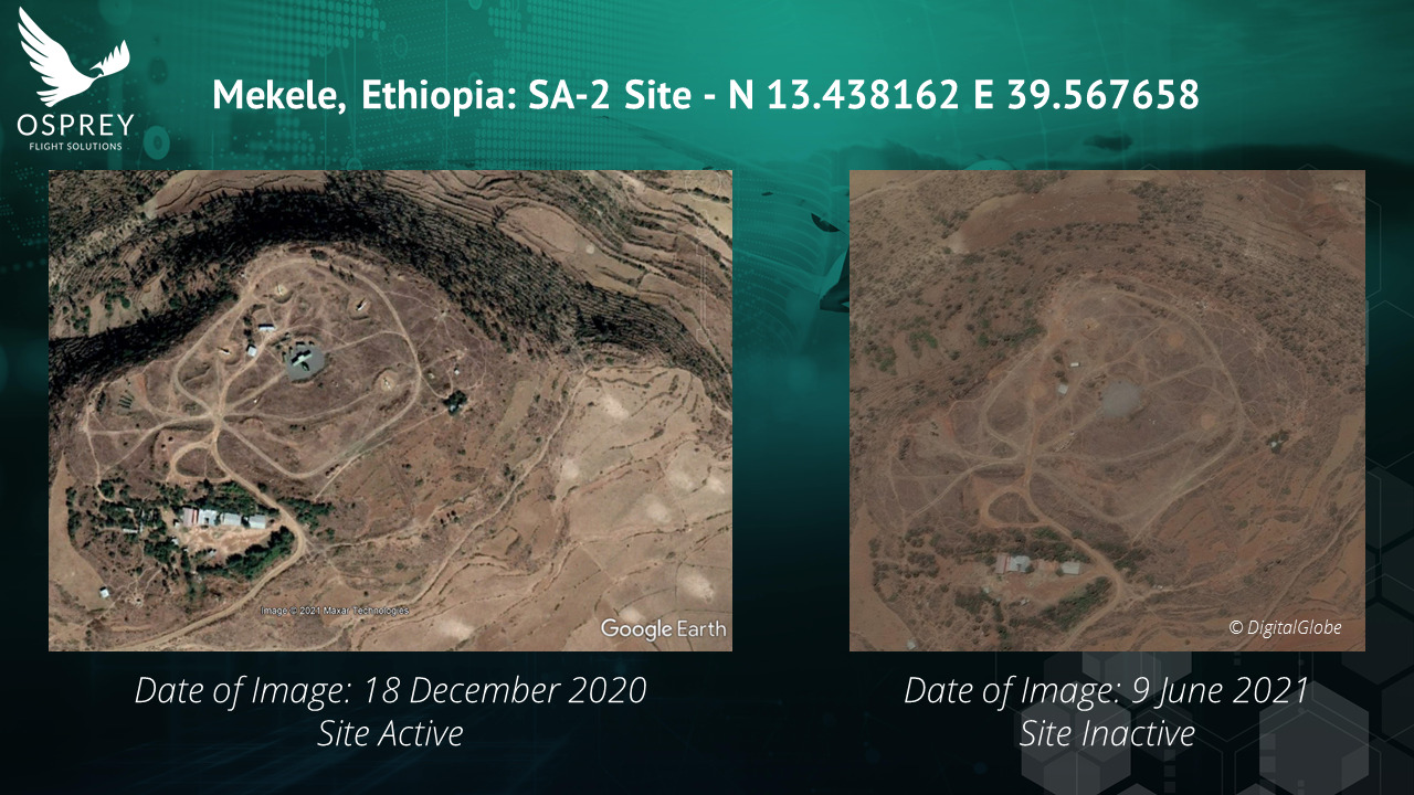 Satellite images showing surface-to-air missile (SAM) site in Mekele, Ethiopia, taken on 18 December 2020 and 9 June 2021
