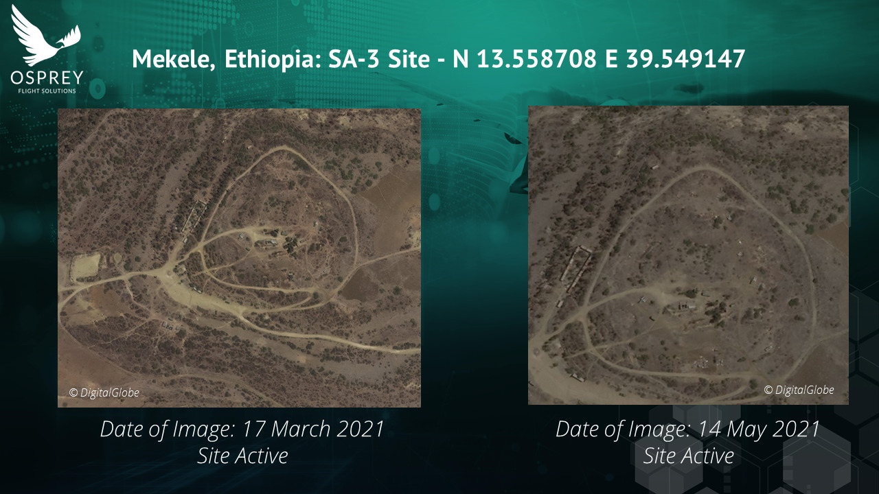 Satellite images showing surface-to-air missile (SAM) site in Mekele, Ethiopia, taken on 17 March 2021 and 14 May 2021