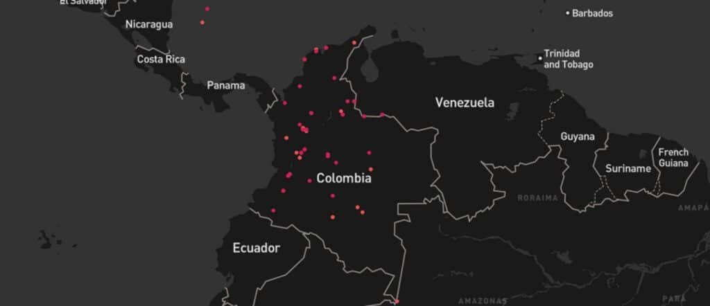 Map of criminal events crime in Colombia