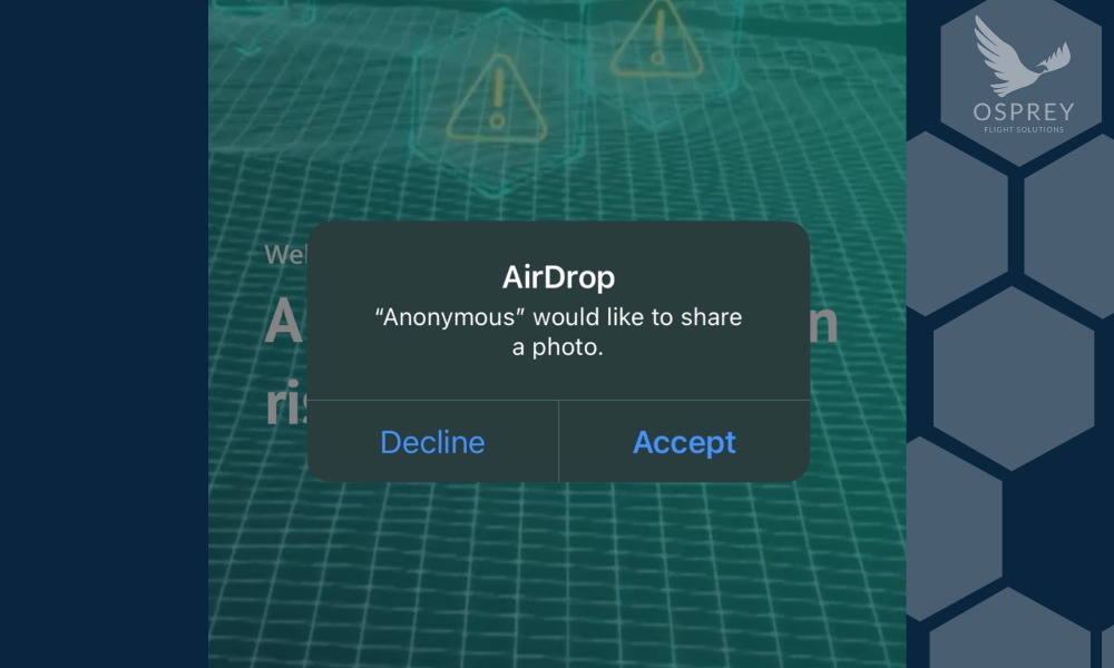 screenshot of an anonymous airdrop whilst on an aircraft.