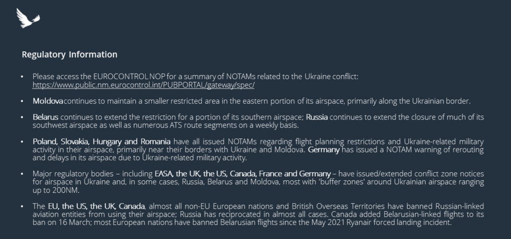 regulatory information about Russian Ukrainian conflict