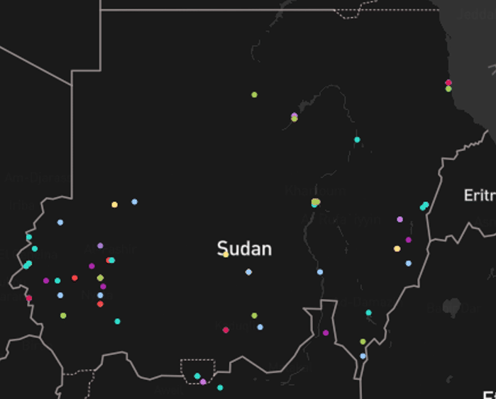 Map showing the sudan conflict activity Osprey Flight Solutions